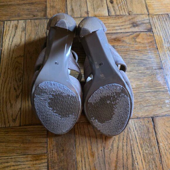 Michael Kors Pumps Women 7 M Berkeley Zip Up Peep Toe Suede High Heels - Picture 5 of 6